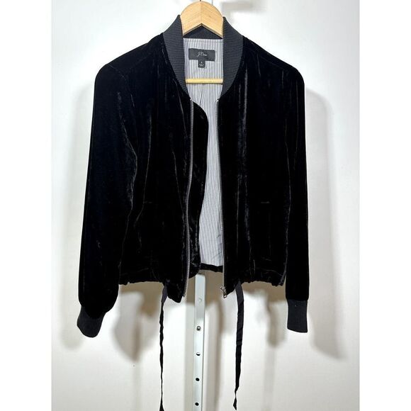 J. CREW Women's Velvet Zipper Front Bomber Jacket Black Size Small - Picture 9 of 11